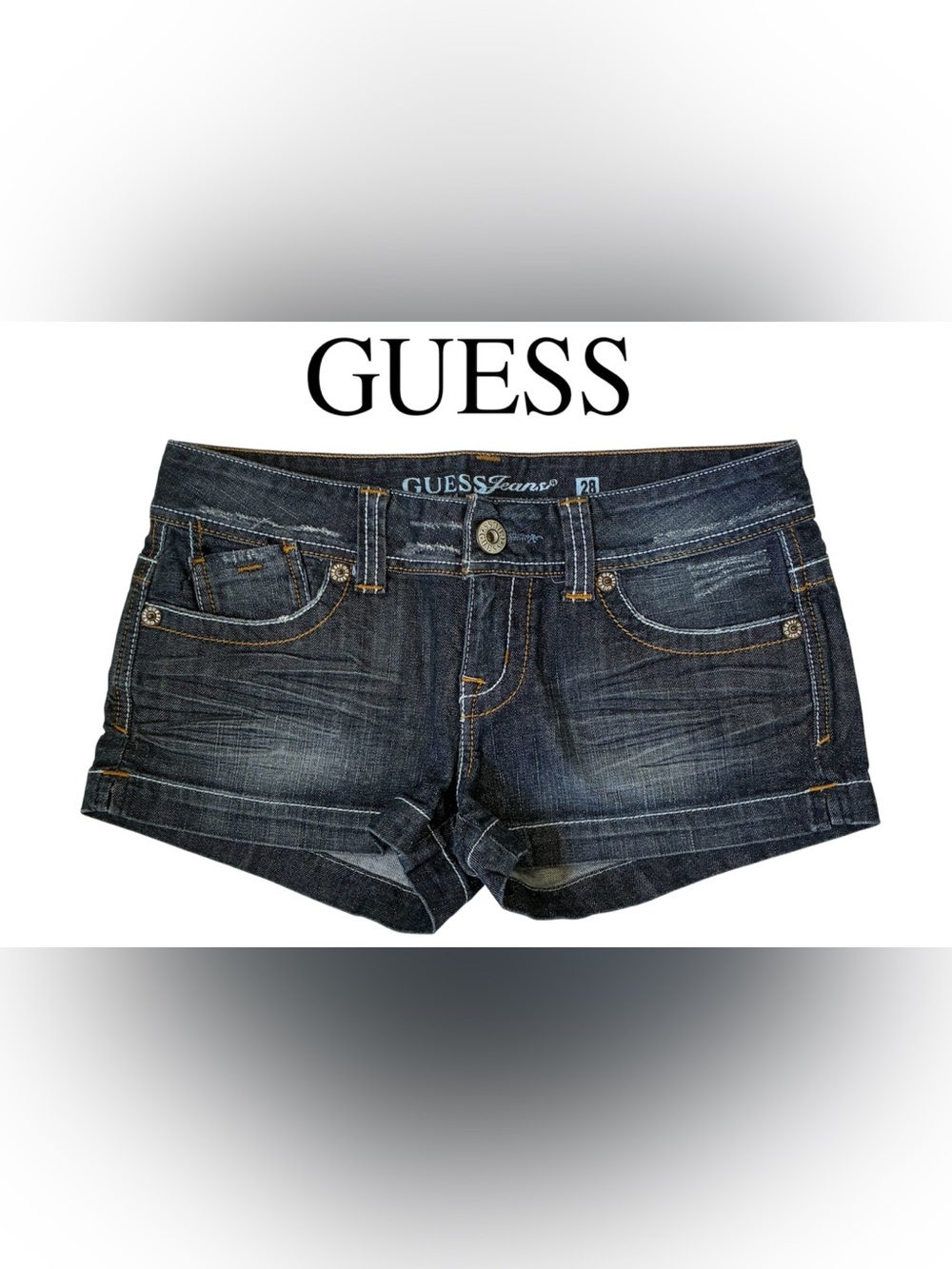GUESS JEAN SHORTS LOW RISE DARK WASH DENIM